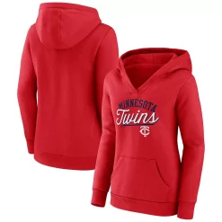 Women's Fanatics Branded Red Minnesota Twins Simplicity Crossover V-Neck Pullover Hoodie
