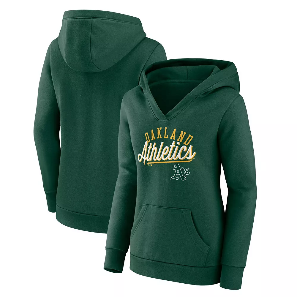 Women's Fanatics Branded Green Oakland Athletics Simplicity Crossover V-Neck Pullover Hoodie 3 Women's Fanatics Branded Green Oakland Athletics Simplicity Crossover V-Neck Pullover Hoodie
