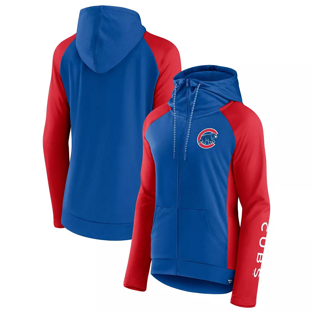 Women's Fanatics Branded Royal/Red Chicago Cubs Iconic Raglan Full-Zip Hoodie 3 Women's Fanatics Branded Royal/Red Chicago Cubs Iconic Raglan Full-Zip Hoodie
