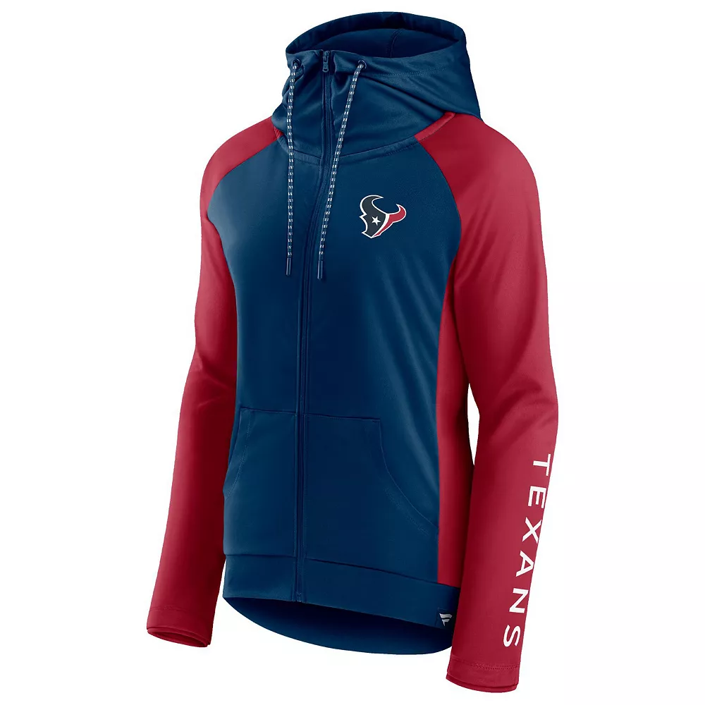 Women's Fanatics Branded Navy/Red Houston Texans End Around Raglan Full-Zip Hoodie 5 Women's Fanatics Branded Navy/Red Houston Texans End Around Raglan Full-Zip Hoodie - Image 3