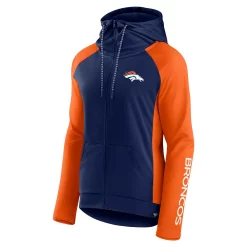 Women's Fanatics Branded Navy/Orange Denver Broncos End Around Raglan Full-Zip Hoodie -Fanatics Clothing Shop 6002536 ALT2