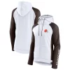 Women's Fanatics Branded White/Brown Cleveland Browns End Around Raglan Full-Zip Hoodie