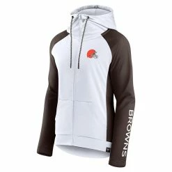Women's Fanatics Branded White/Brown Cleveland Browns End Around Raglan Full-Zip Hoodie -Fanatics Clothing Shop 6002576 ALT2