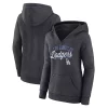 Women's Fanatics Branded Heather Charcoal Los Angeles Dodgers Simplicity Crossover V-Neck Pullover Hoodie -Fanatics Clothing Shop 6002577