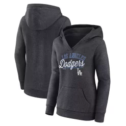 Women's Fanatics Branded Heather Charcoal Los Angeles Dodgers Simplicity Crossover V-Neck Pullover Hoodie -Fanatics Clothing Shop 6002577 ALT