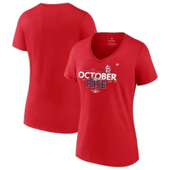 Women's Fanatics Branded Red St. Louis Cardinals 2022 Postseason Locker Room V-Neck T-Shirt