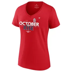 Women's Fanatics Branded Red St. Louis Cardinals 2022 Postseason Locker Room V-Neck T-Shirt -Fanatics Clothing Shop 6010193 ALT2