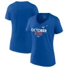 Women's Fanatics Branded Royal Toronto Blue Jays 2022 Postseason Locker Room V-Neck T-Shirt -Fanatics Clothing Shop 6010245