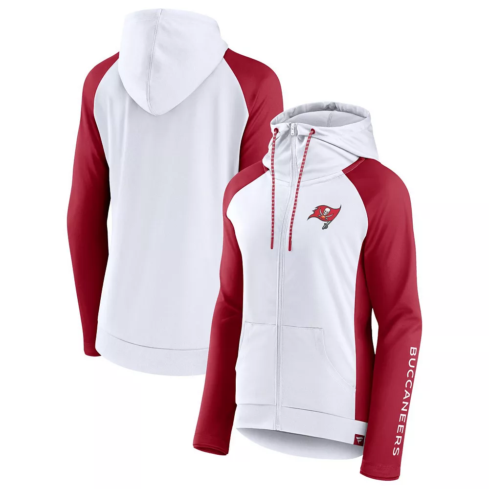 Women's Fanatics Branded White/Red Tampa Bay Buccaneers End Around Raglan Full-Zip Hoodie 4 Women's Fanatics Branded White/Red Tampa Bay Buccaneers End Around Raglan Full-Zip Hoodie - Image 2