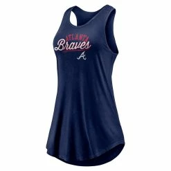 Women's Fanatics Branded Navy Atlanta Braves Simplicity Swing Racerback Scoop Neck Tank Top -Fanatics Clothing Shop 6011865 ALT2