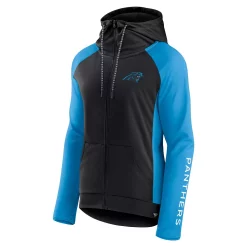 Women's Fanatics Branded Black/Blue Carolina Panthers End Around Raglan Full-Zip Hoodie -Fanatics Clothing Shop 6012645 ALT2