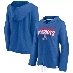 Women's Fanatics Branded Heathered Royal New England Patriots First Team Flowy Pullover Hoodie