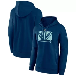 Women's Fanatics Branded Deep Sea Blue Seattle Kraken Authentic Pro Core Collection Secondary Logo V-Neck Pullover Hoodie -Fanatics Clothing Shop 6025108 ALT
