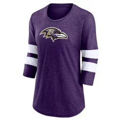 Women's Fanatics Branded Heathered Purple Baltimore Ravens Primary Logo 3/4 Sleeve Scoop Neck T-Shirt -Fanatics Clothing Shop 6025475 ALT2