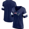 Women's Fanatics Branded Heathered Navy/White New England Patriots Distressed Team Tri-Blend V-Neck T-Shirt -Fanatics Clothing Shop 6025831