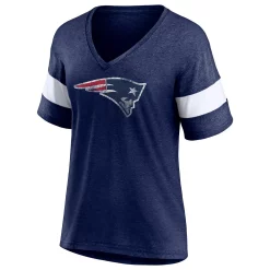 Women's Fanatics Branded Heathered Navy/White New England Patriots Distressed Team Tri-Blend V-Neck T-Shirt -Fanatics Clothing Shop 6025831 ALT2