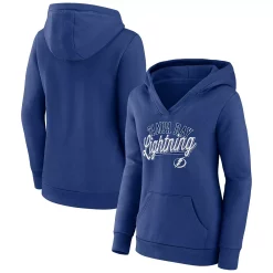 Women's Fanatics Branded Blue Tampa Bay Lightning Simplicity Crossover V-Neck Pullover Hoodie