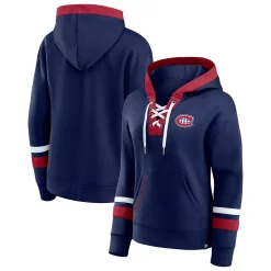 Women's Fanatics Branded Navy Montreal Canadiens Bombastic Exclusive Lace-Up Pullover Hoodie -Fanatics Clothing Shop 6026131 ALT