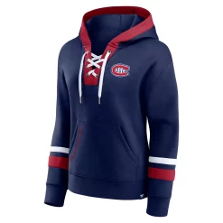 Women's Fanatics Branded Navy Montreal Canadiens Bombastic Exclusive Lace-Up Pullover Hoodie -Fanatics Clothing Shop 6026131 ALT2