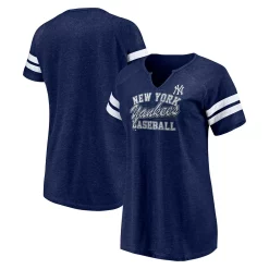 Women's Fanatics Branded Heather Navy New York Yankees Quick Out Tri-Blend Raglan Notch Neck T-Shirt -Fanatics Clothing Shop 6026172 ALT