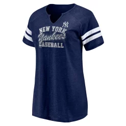 Women's Fanatics Branded Heather Navy New York Yankees Quick Out Tri-Blend Raglan Notch Neck T-Shirt -Fanatics Clothing Shop 6026172 ALT2