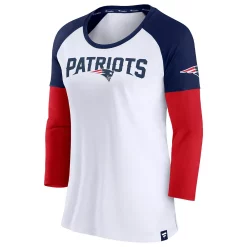 Women's Fanatics Branded White/Navy New England Patriots Durable Raglan 3/4-Sleeve T-Shirt -Fanatics Clothing Shop 6026205 ALT2