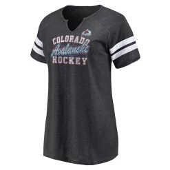 Women's Fanatics Branded Heather Charcoal Colorado Avalanche Quick Out Raglan Notch Neck T-Shirt -Fanatics Clothing Shop 6026595 ALT2