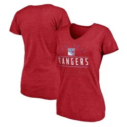 Women's Fanatics Branded Heather Red New York Rangers League Leader V-Neck T-Shirt