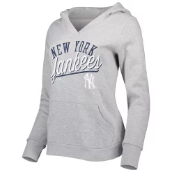 Women's Fanatics Branded Heather Gray New York Yankees Simplicity Crossover V-Neck Pullover Hoodie 7 Women's Fanatics Branded Heather Gray New York Yankees Simplicity Crossover V-Neck Pullover Hoodie -Fanatics Clothing Shop 6026803 ALT2