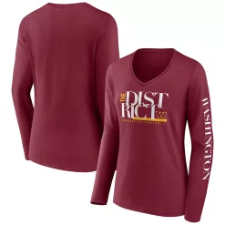 Women's Fanatics Branded Burgundy Washington Commanders Hometown Sweep Long Sleeve V-Neck T-Shirt -Fanatics Clothing Shop 6026889 ALT