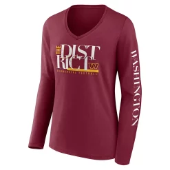 Women's Fanatics Branded Burgundy Washington Commanders Hometown Sweep Long Sleeve V-Neck T-Shirt -Fanatics Clothing Shop 6026889 ALT2