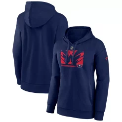 Women's Fanatics Branded Navy Washington Capitals Authentic Pro Core Collection Secondary Logo V-Neck Pullover Hoodie