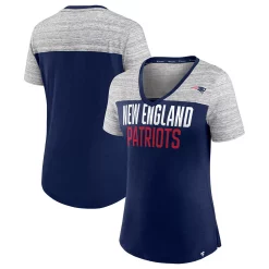 Women's Fanatics Branded Navy/Heathered Gray New England Patriots Close Quarters V-Neck T-Shirt -Fanatics Clothing Shop 6027365 ALT