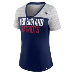 Women's Fanatics Branded Navy/Heathered Gray New England Patriots Close Quarters V-Neck T-Shirt -Fanatics Clothing Shop 6027365 ALT2