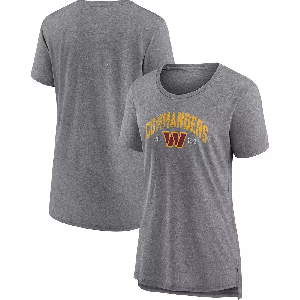 Women's Fanatics Branded Heathered Gray Washington Commanders Drop Back Modern T-Shirt 4 Women's Fanatics Branded Heathered Gray Washington Commanders Drop Back Modern T-Shirt - Image 2