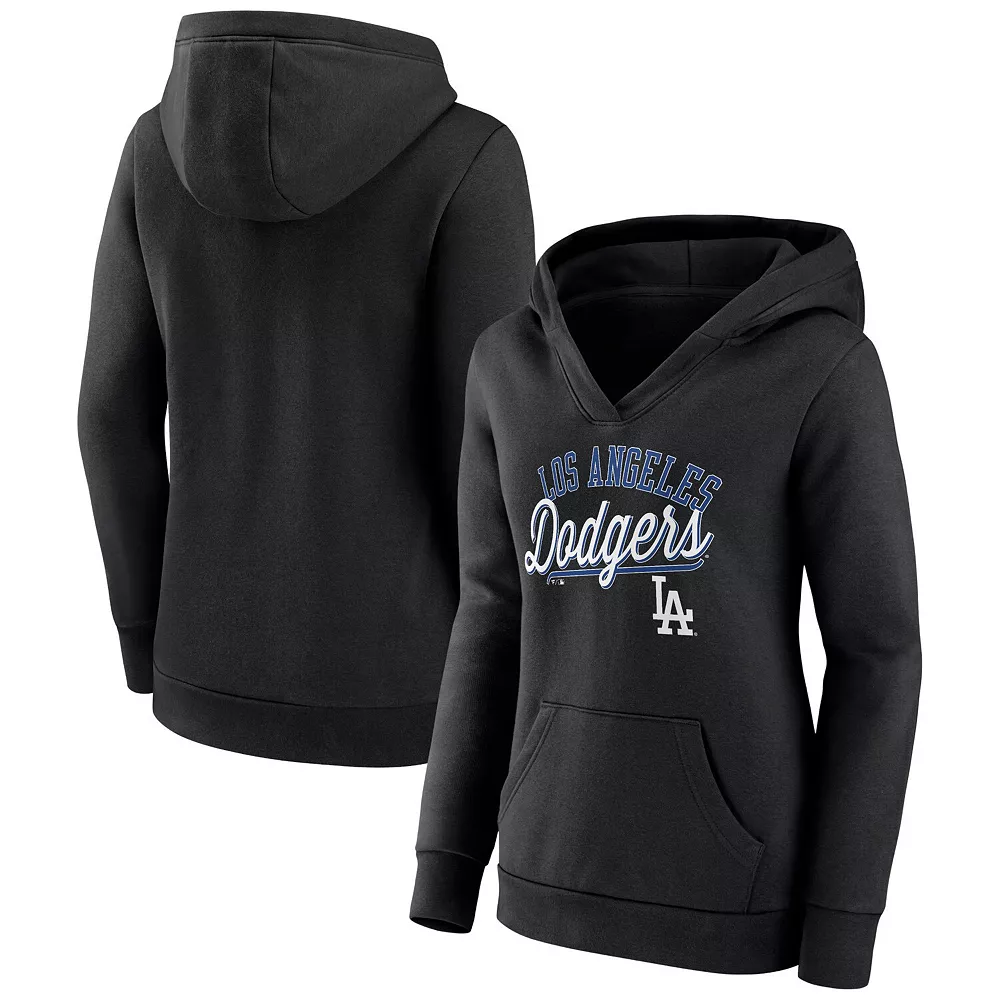 Women's Fanatics Branded Black Los Angeles Dodgers Simplicity Crossover V-Neck Pullover Hoodie 3 Women's Fanatics Branded Black Los Angeles Dodgers Simplicity Crossover V-Neck Pullover Hoodie