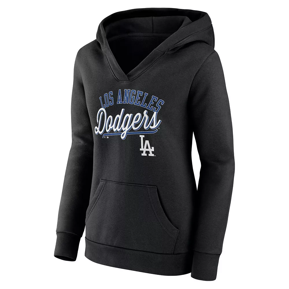 Women's Fanatics Branded Black Los Angeles Dodgers Simplicity Crossover V-Neck Pullover Hoodie 5 Women's Fanatics Branded Black Los Angeles Dodgers Simplicity Crossover V-Neck Pullover Hoodie - Image 3