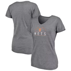 Women's Fanatics Branded Heather Gray New York Mets League Leader V-Neck T-Shirt -Fanatics Clothing Shop 6027738 ALT