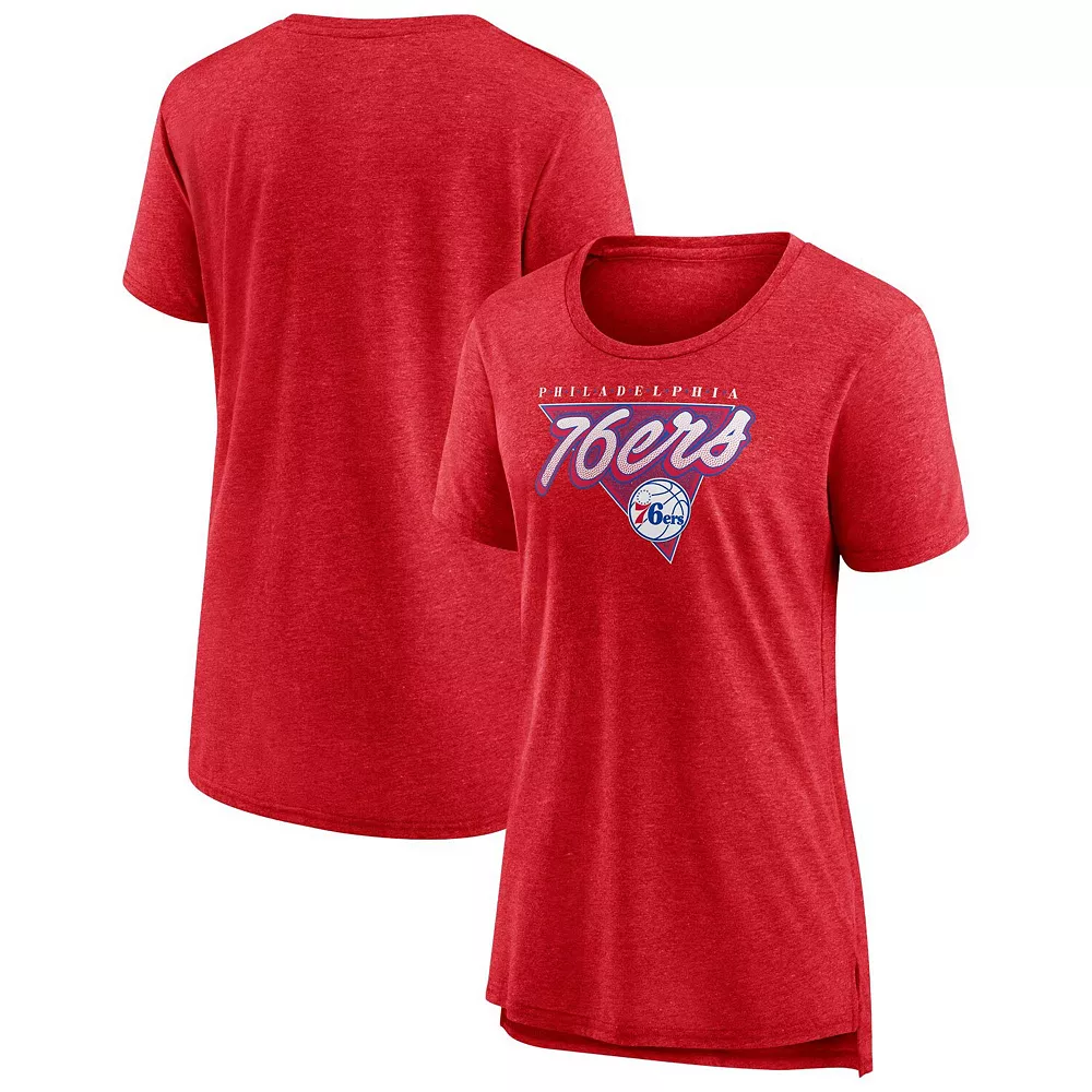 Women's Fanatics Branded Heathered Red Philadelphia 76ers True Classics Tri-Blend T-Shirt 4 Women's Fanatics Branded Heathered Red Philadelphia 76ers True Classics Tri-Blend T-Shirt - Image 2