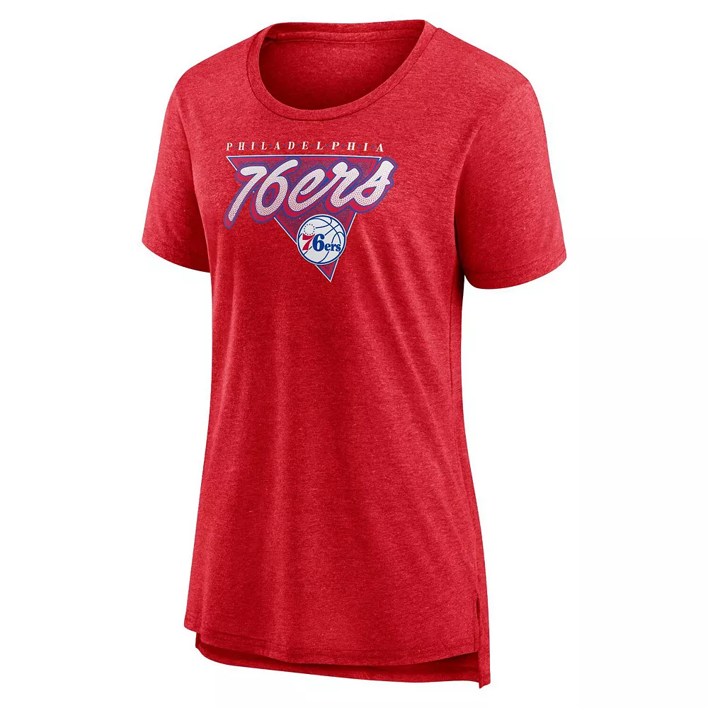 Women's Fanatics Branded Heathered Red Philadelphia 76ers True Classics Tri-Blend T-Shirt 5 Women's Fanatics Branded Heathered Red Philadelphia 76ers True Classics Tri-Blend T-Shirt - Image 3