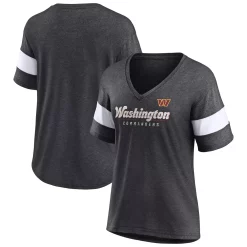 Women's Fanatics Branded Heathered Charcoal Washington Commanders Give It All Half-Sleeve V-Neck T-Shirt -Fanatics Clothing Shop 6028238 ALT