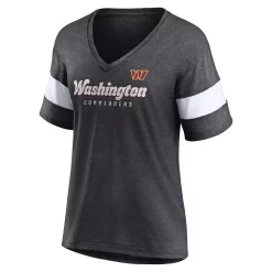 Women's Fanatics Branded Heathered Charcoal Washington Commanders Give It All Half-Sleeve V-Neck T-Shirt -Fanatics Clothing Shop 6028238 ALT2