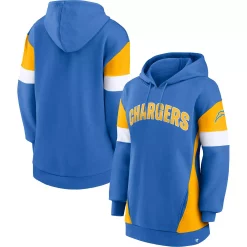 Women's Fanatics Branded Powder Blue/Gold Los Angeles Chargers Lock It Down Pullover Hoodie