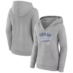 Women's Fanatics Branded Gray Tampa Bay Lightning Simplicity Crossover V-Neck Pullover Hoodie -Fanatics Clothing Shop 6028747 ALT