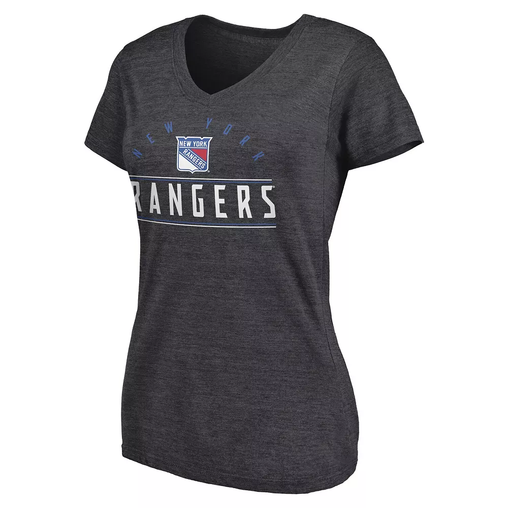 Women's Fanatics Branded Heather Charcoal New York Rangers League Leader V-Neck T-Shirt 5 Women's Fanatics Branded Heather Charcoal New York Rangers League Leader V-Neck T-Shirt - Image 3