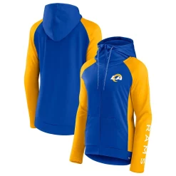 Women's Fanatics Branded Royal/Gold Los Angeles Rams End Around Raglan Full-Zip Hoodie