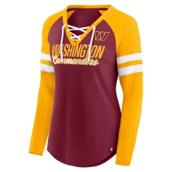 Women's Fanatics Branded Burgundy/Gold Washington Commanders Plus Size True to Form Lace-Up V-Neck Raglan Long Sleeve T-Shirt -Fanatics Clothing Shop 6064115 ALT2