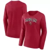 Women's Fanatics Branded Red Tampa Bay Buccaneers Plus Size Measure Distance Scoop Neck Long Sleeve T-Shirt