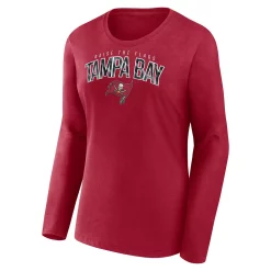 Women's Fanatics Branded Red Tampa Bay Buccaneers Plus Size Measure Distance Scoop Neck Long Sleeve T-Shirt -Fanatics Clothing Shop 6064139 ALT2
