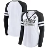 Women's Fanatics Branded White Las Vegas Raiders Plus Size True to Form Lace-Up V-Neck Raglan Long Sleeve T-Shirt -Fanatics Clothing Shop 6064151
